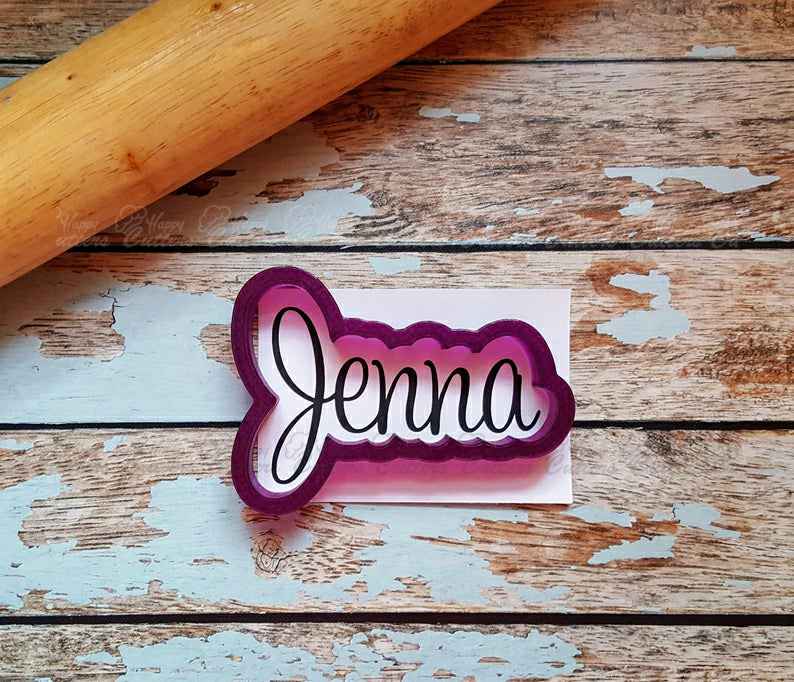 Jenna Hand Lettered Cookie Cutter and Fondant Cutter and Clay Cutter,
                      letter cookie cutters, cursive letter cookie stamp, cursive letter fondant cutters, fancy letter cookie cutters, large letter cookie cutters, letter shaped cookie cutters, honey bee cookie cutter, dog shaped cookie cutters, unicorn cookie cutter hobby lobby, baseball cap cookie cutter, spider web cookie cutter, dinosaur cookie cutter set, animal fondant cutters, lilo and stitch cookie cutters,
                      