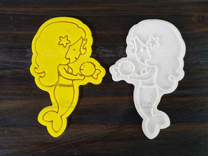 Mermaid Talking to Fish Cookie Cutter and Stamp,
                      ocean cookie cutters, ocean themed cookie cutters, mermaid cookie cutter, mermaid tail cookie cutter, little mermaid cookie cutters, mermaid cutter, copper gifts cookie cutters, bell cookie cutter, gingerdead men, turkey cookie cutter, ice skate cookie cutter, letter k cookie cutter, lipstick cookie cutter, pentagon cookie cutter,
                      