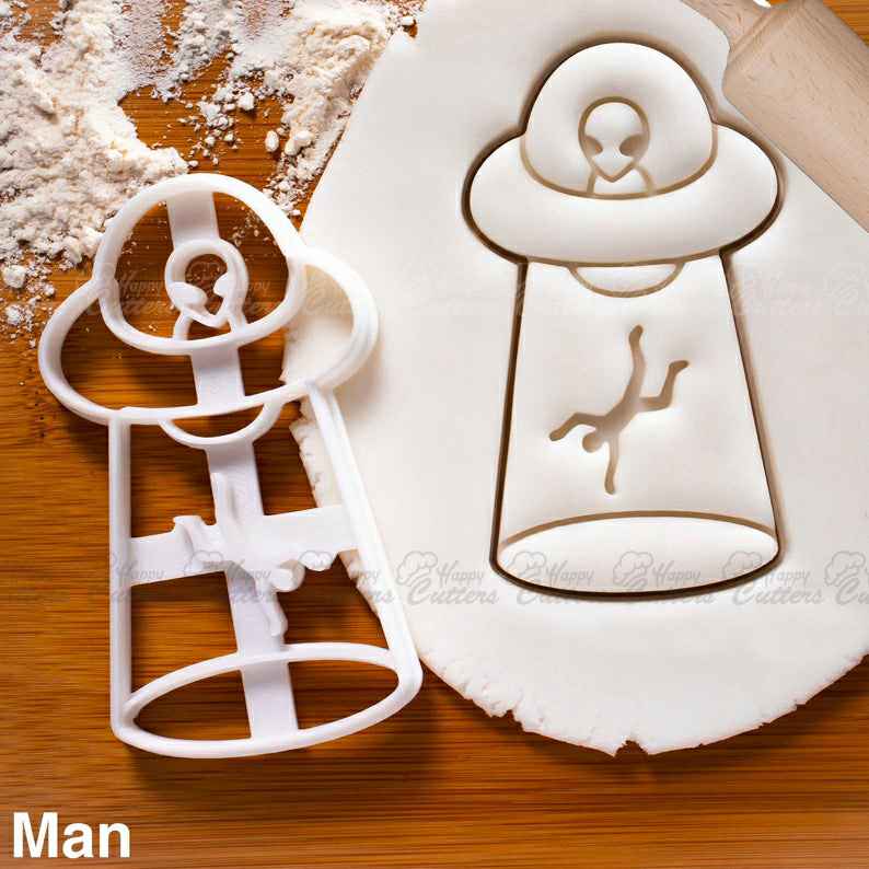 UFO Man Abduction cookie cutter |  biscuit cutters Grey Alien spaceship Halloween party extraterrestrial paranormal space abduct, space cookie cutters, spaceship cookie cutter, space themed cookie cutters, outer space cookie cutters, astronaut cookie cutter, airplane cookie cutter, eagle scout cookie cutter, flamingo cutter, ecrandal cookie cutters, 2 inch alphabet cookie cutters, elephant fondant cutter, runner cookie cutter, man cookie cutter, gingerbread woman cookie cutter, happy cutters, best cookie cutters