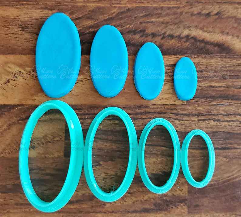 Set of four Oval Ploymer Clay Cutters|Handmade Jewelry|Earrings|Necklace|Clay Jewelry|Geometric|Shapes|Molds|Stencils|Cutters|3D Printed, geometric cookie cutters, square cookie cutter, square fondant cutter, triangle cookie cutter, circle cookie cutter, circle cake cutter, wave cookie cutter, sugar skull cookie cutter, egg shaped cookie cutter, wedding cookie cutters, aeroplane cookie cutter, pokemon sandwich cutter, baby dinosaur cookie cutters, continent cookie cutters, happy cutters, best cookie cutters