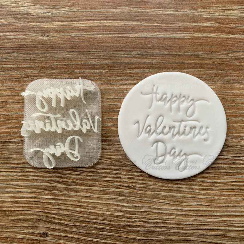 Happy Valentine's Day Embosser Stamp with handle | Fondant Icing Frosting Biscuit Stamp,
                      custom, custom cookie cutters, custom fondant cutters, custom made cookie cutters, custom cookie stamp, custom metal cookie cutters, minnie mouse cutter, pumpkin shaped cookie cutter, geometric shape cookie cutters, mexican dress cookie cutter, vampirina cookie cutter, toothbrush cookie cutter, elf on the shelf cookie cutter, small square cookie cutter,
                      